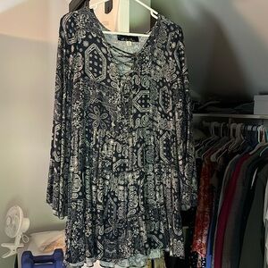 Blue Rain long sleeve flowy dress